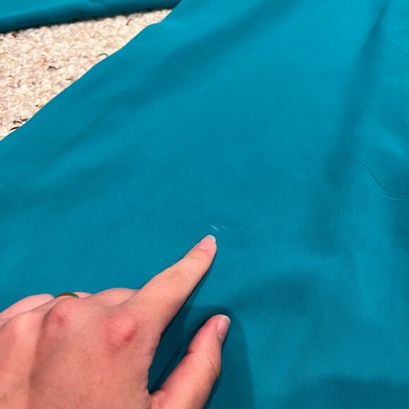 Boston Proper Teal Sheer Tunic Sz L Beaded Embellished Neckline Casual Boho - Picture 4 of 8